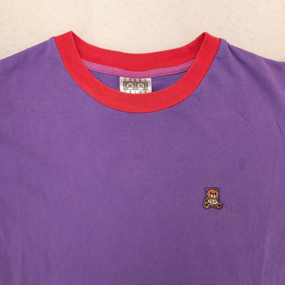 Teddy Frersh Graphic Short Sleeve Crew Neck T Shirt Mens Size Medium M Purple